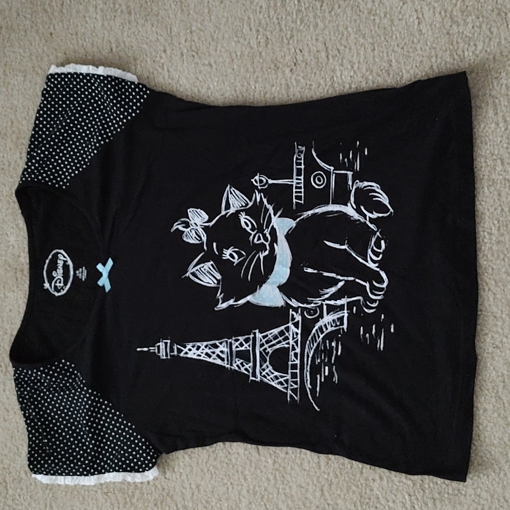 Disney Marie in Paris black shirt girlslg 14-16 or women's small